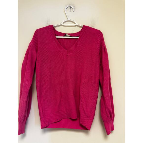 Set of 2 LOFT 100% Cotton Sweaters Size Medium Pink Stripes - Picture 2 of 8